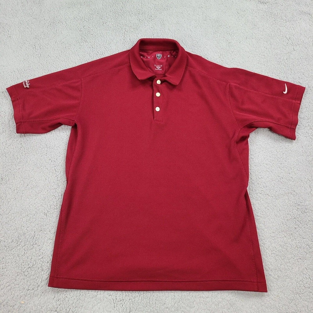 Nike Golf Polo Shirt Mens Large Burgundy Red Sphere Dry Textured Short Sleeve